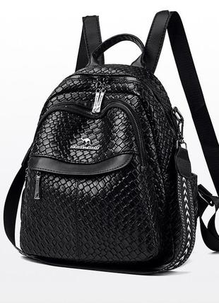 Женский кожаный городской рюкзак weisen daishu 1222 черный