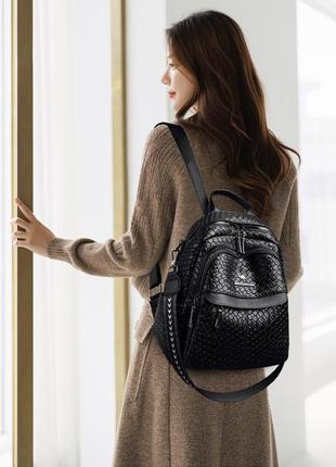 Женский кожаный городской рюкзак weisen daishu 1222 черный