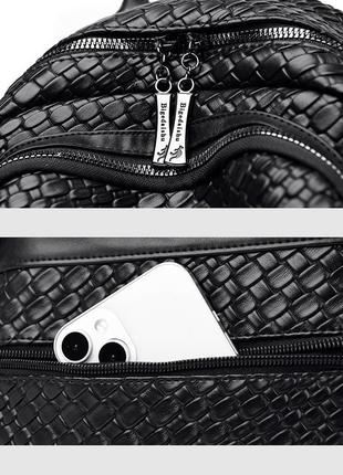 Женский кожаный городской рюкзак weisen daishu 1222 черный