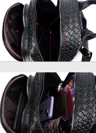 Женский кожаный городской рюкзак weisen daishu 1222 черный