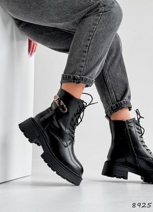 Sale! жіночі шкіряні чорні зимові черевики теплі на хутрі натуральна шкіра зима