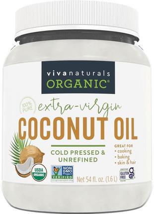 Viva naturals organic кокосовое масло холодного отжима 1,6л до 12/2025