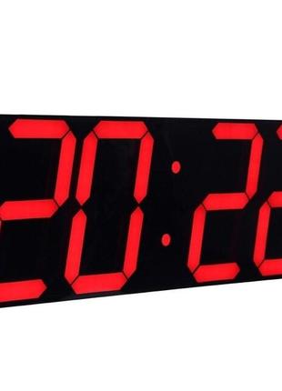 Великі настінні led годинник chkosda червоні в корпусі 45х16 см