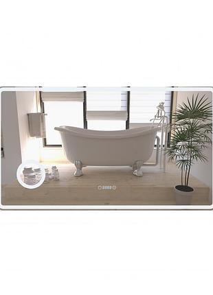 Зеркало qtap crow 1200х700 с led-подсветкой touch, линза, цифровые часы, диммер, рег. яркости qt0578141670120w