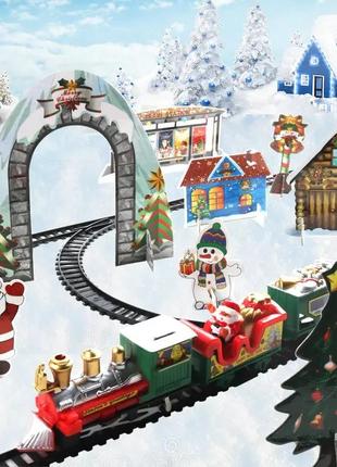 Детская игрушечная железная дорога с локомотивом и вагонами рождественский поезд...