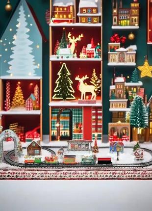 Детская игрушечная железная дорога с локомотивом и вагонами рождественский поезд...