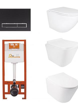 Набор: qtap tern + robin + swan ultra quiet унитазы подвесные + nest комплект инсталляции 4в1 (клавиша