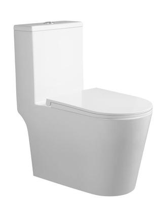 Унитаз-моноблок напольный qtap kolibri ultra quiet безободковый с сиденьем soft-close white qt10226380w