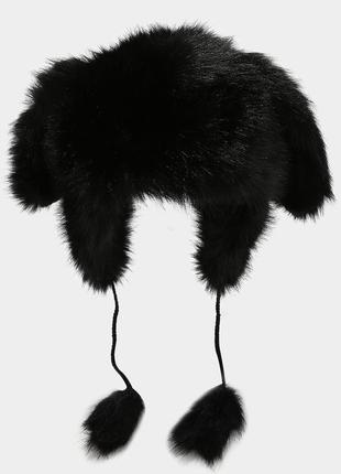 Шапка з вушками кролик чорна