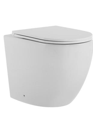 Унитаз напольный qtap robin безбачковый ultra quiet безободковый с сиденьем soft-close white qt13223381aw
