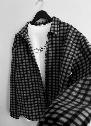 Рубашка кашемировая в клетку черная и серая