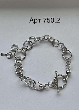 Срібний браслет з підвісками, 925 проба довжина 20 см