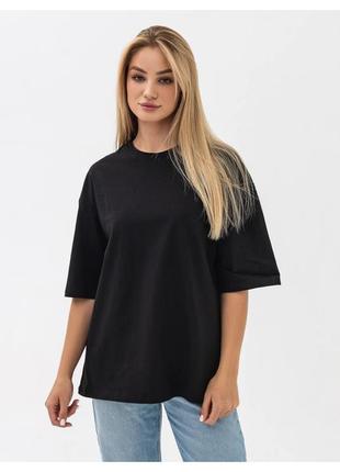 Женская футболка оверсайз rey oversize черного цвета с длинными рукавами xxl