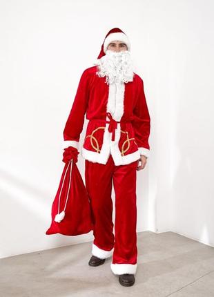 Костюм санта клаус червоний велюровий розмір 44-56