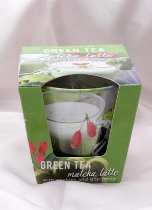 Свічка ароматизована в стакані  green tea matcha 30 годин горіння bartek candles2 фото