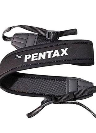 Плечевой шейный ремень для фотоаппаратов pentax (неопрен) - белая надпись надпись