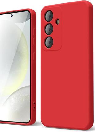 Силиконовый чехол для samsung galaxy s24 красный микрофибра soft touch