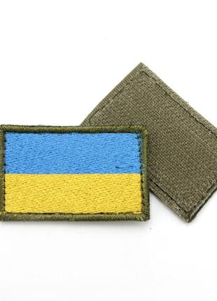 Шеврон прапор 3смх4см, патч с липучкой, голубая/желтая нашивка на форму зсу, качественный шеврон армейский