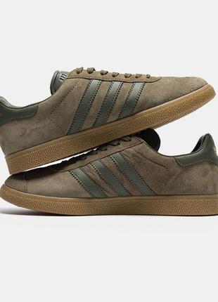 Adidas gazelle brown green кроссовки мужские замшевые