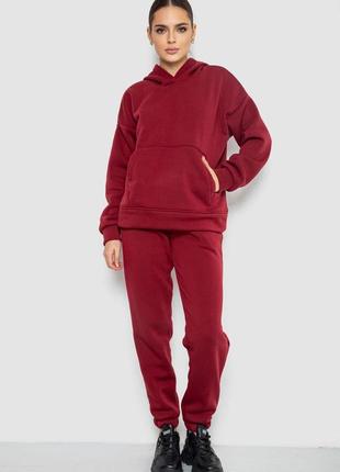 Спортивный костюм женский на флисе, цвет бордовый, 177r055