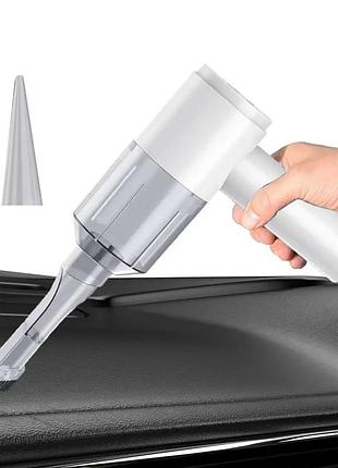 Ручной автомобильный пылесос беспроводной usb 1500mah всасывание и функция выдувания белый salemarke