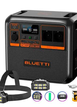 Зарядная станция bluetti ac180p, 1800 вт, 1440 вт/час (электростанция, ups, ибп) eu + с фонариком налобным