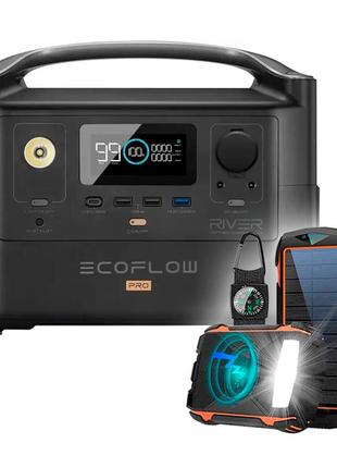 Портативная зарядная станция ecoflow river pro (720 wh), электростанция для дома с повербанком 20.000 m