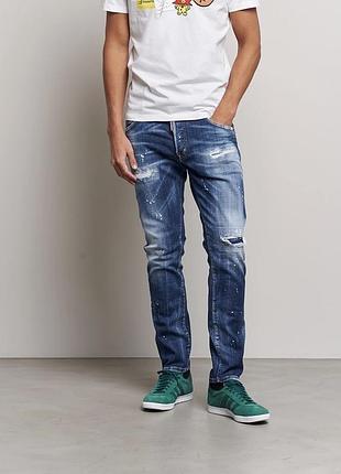 Оригінальні джинси dsquared2 skater distressed jeans deep blue wash