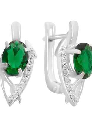 Серебряные серьги silverthin с изумрудом nano 2.128ct (2159674)