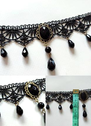 Чокер готика чорний макроме для фотосесії готичний буси намисто плетений в'язаний барокко рококо