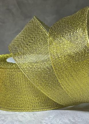 Парчевая лента 4 см, золото, отрезок 5 метров , золотой