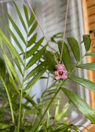 Кольє в стилі swarovski з підвісом-ведмедиком