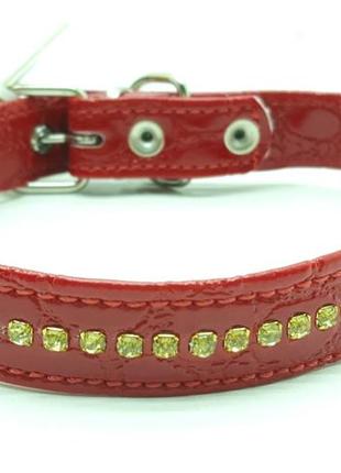 Ошейник для собак со стразами винил кожа