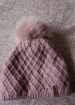 Шапка зимняя, пудра, 6 - 10 лет