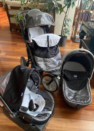 Коляска 3в1 chicco trio s3 (люлька+прогулянковий блок+автокрісло) італія