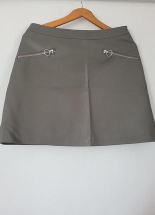 Юбка юбка эко кожа серая primark