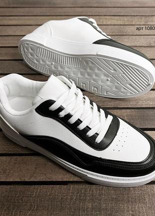 Мужские кроссовки кеды на утолщенной подошве 40-45 чёрно-белый мужественный кроссовки кед