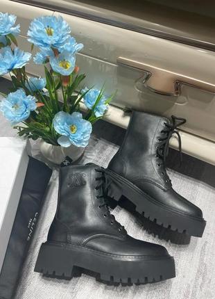 Сапоги сапоги celine селин ботинки осенние черные кожаные