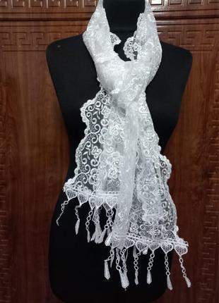 Свадебный белый шарф для невесты арт. ш-22-13