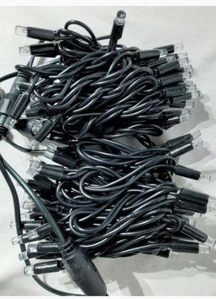 Гирлянда нить уличная теплая-белая 20м 200 led на черном проводе, переходник для соединения5 фото