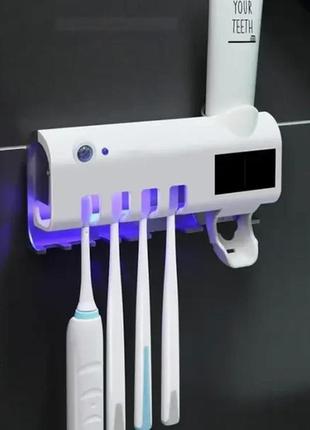 Тримач-диспенсер для зубної пасти та щіток toothbrush sterilizer автоматичний2 фото