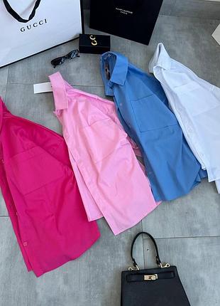 Модная женская базовая классическая стильная хлопковая рубашка всесезонная в стиле оверсайз 42-468 фото