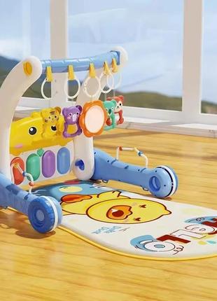 Ходунки каталка коврик rack&walker 6049 2в1 подсветка, мелод, пальчиковые игры, погремушки, зеркальце, пианино
