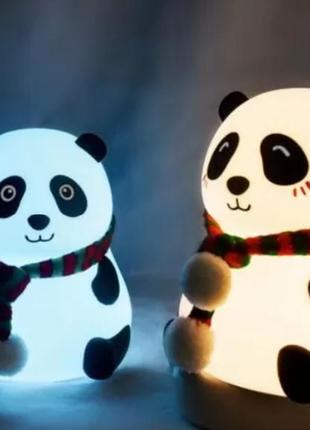 Ночник силиконовый панда светодиодный сенсорный losso ljc-142-ая (открытые глаза)