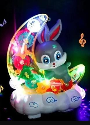 Детский музыкальный ночник зайчик на месяце moon rabbit детская игрушка с подсветкой и световыми эффектами krc