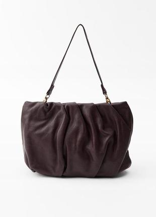 Шкіряна невелика сумка zara баклажанова