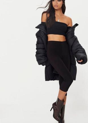 Топ укорочений з довгими рукавами prettylittlething black slinky bardot long sleeve crop top clv3100, uk 12