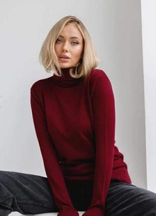 Теплі однотонні кашемірові светри з відворотом розмір 50-52