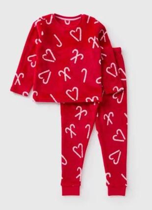 Брендова тепла новорічна флісова піжама для дівчинки matalan маталан англія новорічна