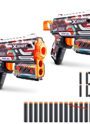 Набір x-shot skins flux blaster with 16 darts - (2 pack) by zuru